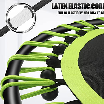 Newan 40"-48" Silent Mini Trampoline Fitness Trampoline Bungee Rebounder Jumping Cardio Trainer Workout for Adults-Max Limit 330lbs - color: 40" Round green (NO Handle)