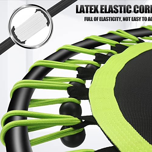 Newan 40"-48" Silent Mini Trampoline Fitness Trampoline Bungee Rebounder Jumping Cardio Trainer Workout for Adults-Max Limit 330lbs - color: 40" Round green (NO Handle)