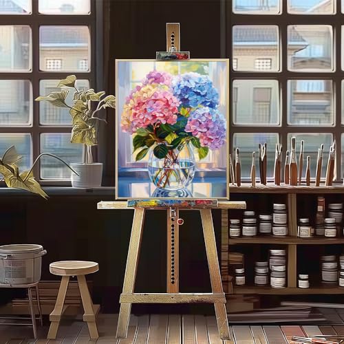 Natuyalo Paint by Numbers Kit for Adults Beginners and Kids, 16" Wx20 L Canvas Pictures Drawing Acrylic Paintwork with 3 Pcs Paintbrushes, Colorful Flowers in Vase - color: ART-05
