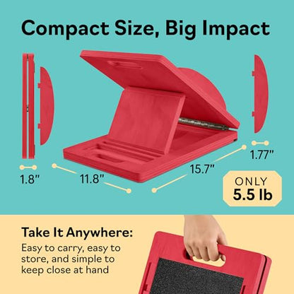 Slant Boards for Exercise, Wooden Slant Board, Calf Stretch Board with 7 Incline Angles, Velour Board, Balance Board & Calf Stretcher, Portable Incline Board for Physical Therapy, Ankle Mobility, Heel & Knees - color: Red