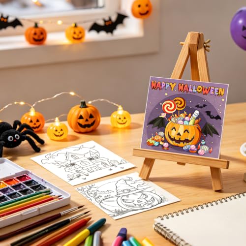 12 Packs Pre Drawn Canvas to Paint, Pre Printed Canvas for Painting, Pre Stretched Canvas Outline Painting Boards for Beginners, Students, Party Favors(4 * 4in) (Halloween) - color: Halloween