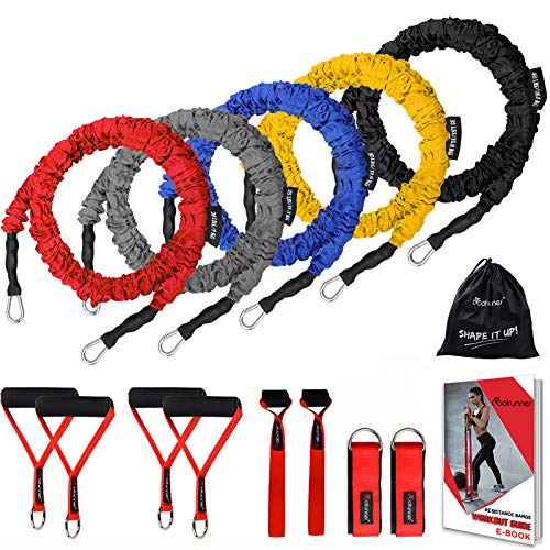14 PCS Resistance Bands Set, Exercise Tubes, 20lbs to 40lbs Workout Bands