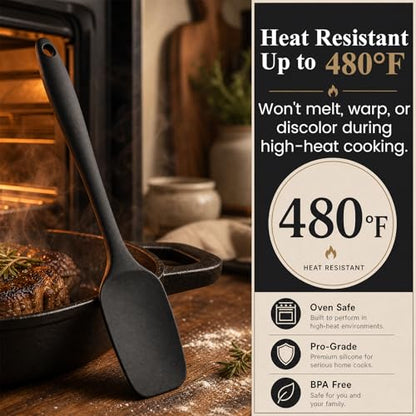 HANSGO Silicone Spatula Set, 6 PCS Food Grade Kitchen Utensils with Silicone Brush, 480°F Heat Resistant Non Stick Rubber Spatula for Scraping, Cake Baking, Cooking, Mixing, Dishwasher Safe