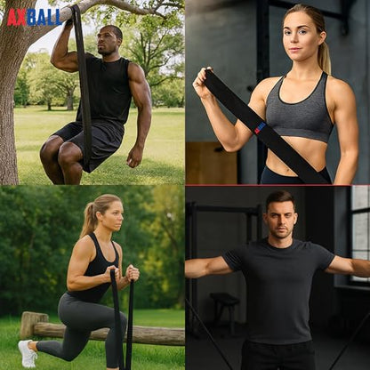 76 Inch Extra Long Fabric Resistance Band with Workout Guide for Men & Women, Non-Slip, Machine Washable, up to 150 LBS for Strength Training, Pull-Up Assist, Yoga & Physical Therapy