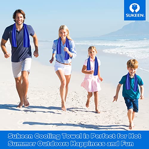 Sukeen 4 Pack Cooling Towels (40"x 12"), Cooling Neck Wraps, Soft Ice Towel - color: Blue/Grey/Purple/Dark Blue
