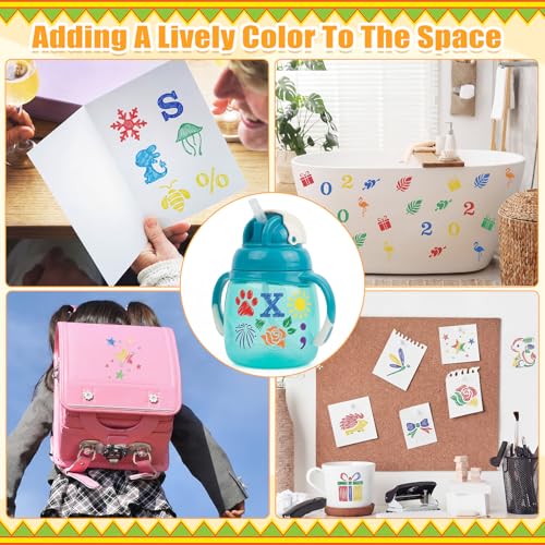 Fainne 100 Pcs 1.5 Inch Small Stencils for Crafts,Letter,Symbol | Reusable Painting Stencils for Wood Wall Card Making Scrapbooking Journaling, Portable Craft Templates - style: Letter,Symbol