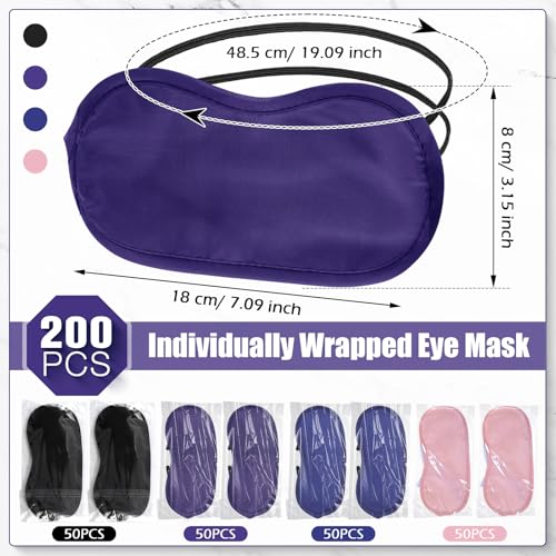 Tarpop 200 Pcs Eye Masks Adjustable Sleeping Mask, Multicolor - color: Black, Blue, Purple, Pink