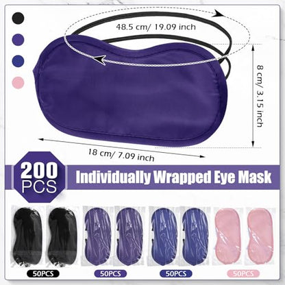 Tarpop 200 Pcs Eye Masks Adjustable Sleeping Mask, Multicolor - color: Black, Blue, Purple, Pink