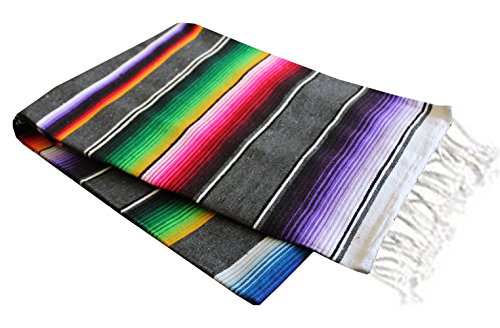Del Mex Mexican Serape Blanket (Large, Gray) - color: Gray, size: Large