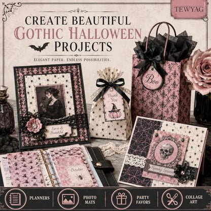 Pink Halloween Scrapbook Paper Pad, 24 Double-Sided 6 x 6 Cardstock Sheets | 24 double-sided 6 x 6 inch sheets in 24 patterns, made from 60 lb cover acid- and lignin-free lightweight cardstock - color: Halloween-A