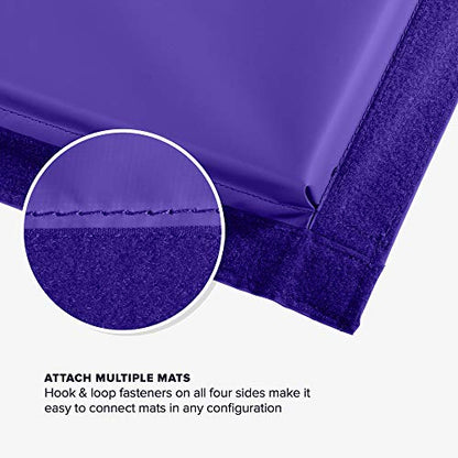 We Sell Mats Gymnastics Mat, Folding Tumbling Mat, Portable with Hook & Loop Fasteners - color: Purple / Pink, size: 4 ft x 8 ft x 2 in