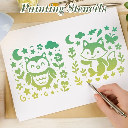 Animal Stencils for Crafts Reusable 24Pcs Stencils(5.9X5.9 Inch) | DIY Art Painting Stencil Furniture Decor Kit for Wood Embroidery Wall Silk Screen Journaling - color: Animal