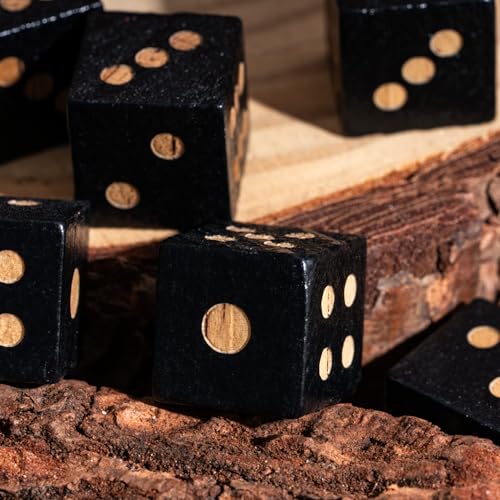 10PCS Wooden D6 Dice Set Wood 16mm Dice Set for DND RPG Board Games - color: D6-black S