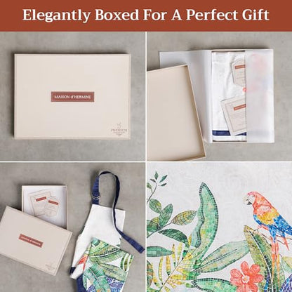Maison d' Hermine Aprons for women with Pocket 100% Cotton (27.50"x31.50") | Adjustable Neck Strap & long ties Apron Men Chef Wedding Cooking Gardening Server Maid - color: 033 - Mosaic