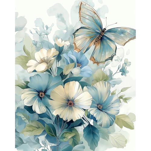 Natuyalo Paint by Numbers for Adults Beginners Paint by Number Kit Butterfly, DIY Acrylic Paint by Numbers Kits Flowers Colorful Paintworks Artwork for Adults Beginner, 16x20 Inch - color: ART-07