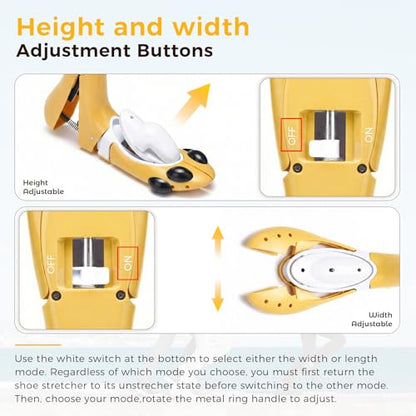 Shoe Stretcher Boot Stretcher Men Women, 2Pcs Adjustable for Wide Feet - color: Yellow, size: L (Men 9-13,Women 10.5-13）