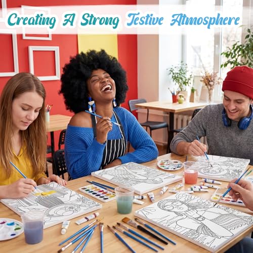 Sherr 285 Pcs 30 Sets Sip and Paint Kit for Adults,Summer | Pre Drawn Canvas to Paint for Adults, Acrylic Paints, Brushes, Easels, Date Night, Birthday Party Gifts - style: Summer