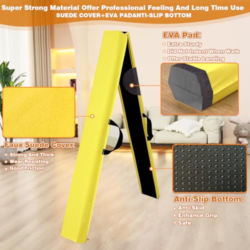 Marfula 6 FT / 8 FT / 9 FT Folding Gymnastics Beam Foam Balance Floor Beam - color: Light Yellow, size: 10 Ft