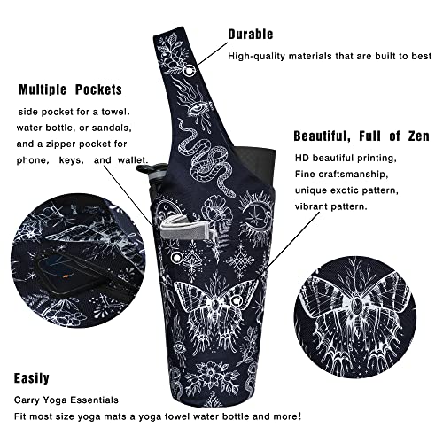 Yoga Mat Bag - Long Tote with Pockets - Holds More Yoga Accessories - Yoga Bag Fit Most Size Mats - Yoga Mat Carrier - color: Boho Witchcraft