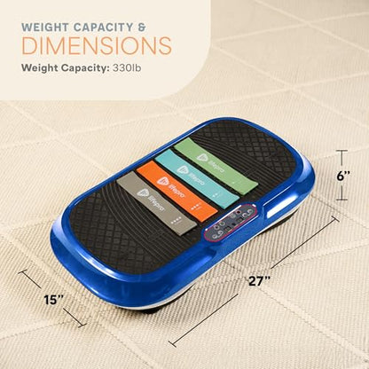 Lifepro Waver Vibration Plate Exercise Machine with 99 Speeds & 10 Presets | Resistance Bands, Non-Slip Surface, 330 lbs Capacity — Vibration Plate for Lymphatic Drainage, Body Toning, Full-Body Workout - color: Blue