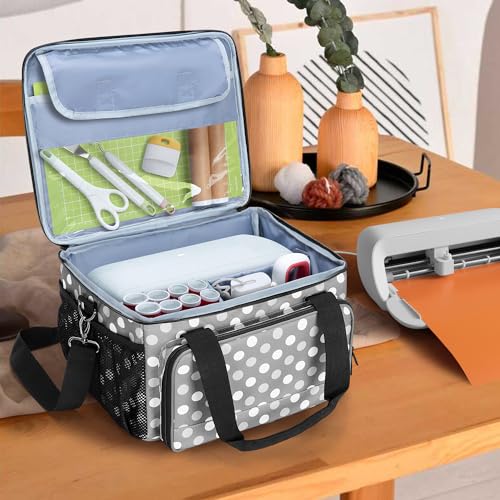 LUXJA Craft Carrying Case Compatible with Cricut Joy Xtra, Polka Dots | Multi Compartment Storage Bag Holds 8.5 x 12 Inch Cutting Mat & Craft Accessories - color: Polka Dots