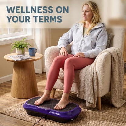 Lifepro Waver Vibration Plate Exercise Machine with 99 Speeds & 10 Presets | Resistance Bands, Non-Slip Surface, 330 lbs Capacity — Vibration Plate for Lymphatic Drainage, Body Toning, Full-Body Workout - color: Purple