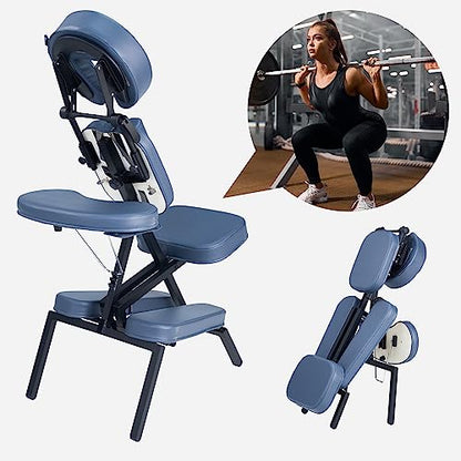 Professional Portable and Lightweight Tattoo/Massage Chair by Master Massage - Folding Aluminum Frame with Adjustable Features and Wheeled Carrying Case, Blue