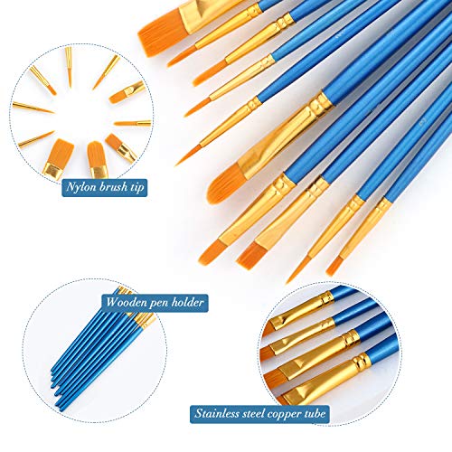 Acrylic Paint Brush Set, 100 Packs / 1000 pcs Nylon Hair Brushes for All Purpose Oil Watercolor Painting Artist Professional Kits | Acrylic Painting, Nylon Hair Brushes for All Purpose Oil Watercolor Painting Artist Professional Kits - size: 1000pcs-blue
