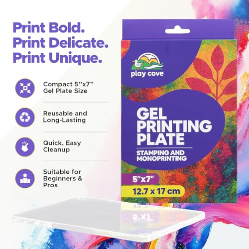 Gel Printing Plate – 5” X 7” Reusable Gel Plates for Printing, Geli Plate for Printing, Jelly Pad Art Tool, Monoprinting Kit, Printmaking, Card Making, Texture Crafts, Paint Projects by Play Cove