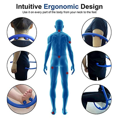 Shrdaepe Massage Trigger Point Cane, Body Deep Tissue, Handheld Back, Neck, Shoulder, Leg and Feet Massager Rod, Muscle Release Tool Self Massage Hook Cane Gifts for Women & Men, Blue - color: Blue