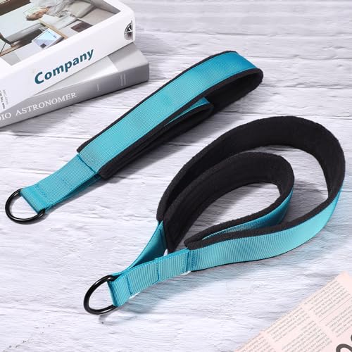 TOBWOLF 2PCS Pilates Straps for Reformer, Double Loop D Ring Foot Hand - color: Blue