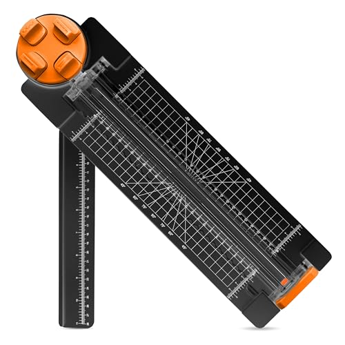 4 in 1 Paper Cutter, A4 Sliding Rotary Trimmer for Crafts,Black | 4-in-1 design offers straight, wave, perforation and scoring cuts for paper crafts. - color: Black