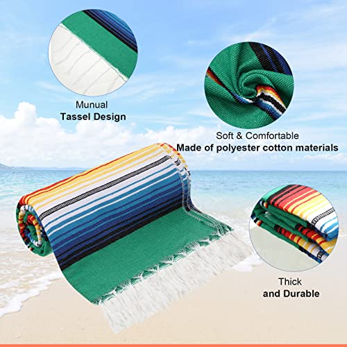 Tudomro 4 PCS Large Authentic Mexican Blankets Colorful Mexican Striped Throw Blankets Serape Fiesta Beach Fringe Yoga for Home Office Camping Picnic (Classic) - color: Classic