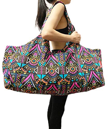 Aozora Yoga Mat Bag Large Yoga Mat Tote Sling Carrier with Pockets Fits Mats with Multi-Functional Storage Pockets Light and Durable - color: Indian