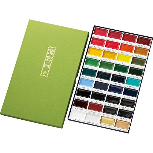 Kuretake Gansai Tambi Watercolor Paint Set, 36 Colors, Made in Japan | 36 vivid opaque colors, non-granulating pigment, large pans, palette & color chart, Professional Use, Artist Grade - style: 36 colors set