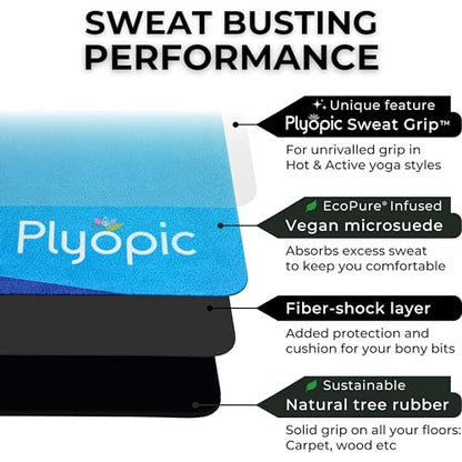 Plyopic All In One Yoga Mat | Luxury Sweat-Grip Mat/Towel Combo | Ideal for Yoga, Hot Yoga, Bikram, Pilates, Workout & Exercise | Eco-Friendly Natural Rubber - color: Neometric