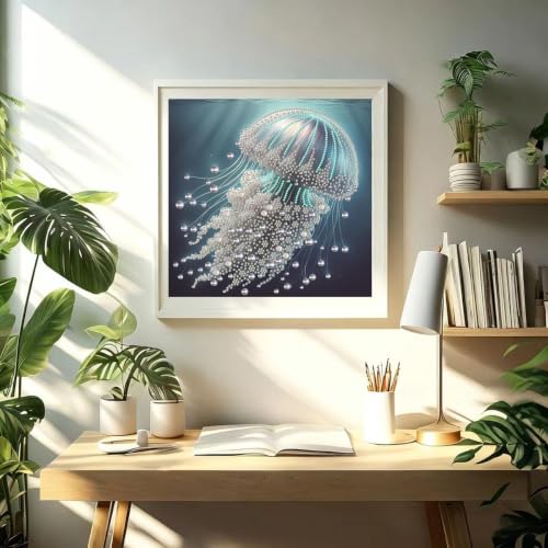 GEMFAMILY 5D Diamond Painting Kits for Adults,DIY Special Shaped Diamond Art Kit for Jellyfish,Pearl Diamond Dots Painting Rhinestone Gem Art for Home Wall Decor 11.8 X 11.8 Inch - color: HL6669