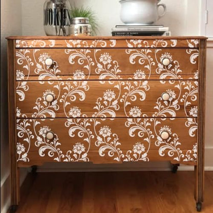 Damask Stencils for Walls Stencils for Painting Large Pattern 12inch | Damask Stencil Texture Mixed Medium Layering Templates for Painting on Wood Furniture Canvas Paper Fabric - style: Damask
