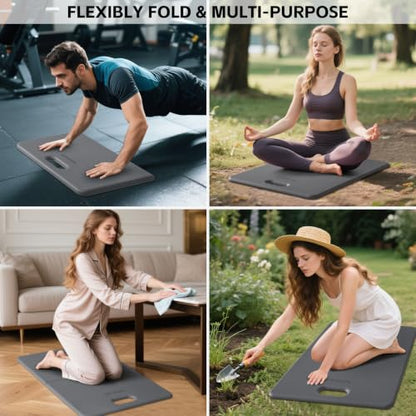 Yoga Knee Pad- Foldable Non-Slip POE Cushion - color: Gray+Black