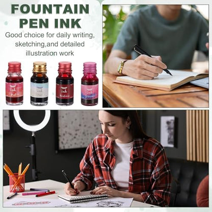 PATIKIL Fountain Pen Ink Brown, 10ml Calligraphy Pen Bottled Ink Non-Carbon Colorful Smooth Flow Color Dip Drawing Set Art Supplies for Writing Painting Journaling - color: Brown