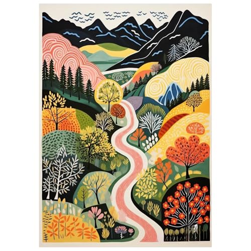 DOTSOPS Landscape Diamond Art Painting Kits Round Full Drill 11.8 x 15.7 in | DIY Paint by Diamonds for Adults,Beginner Craft Home Wall Decoration Gift - color: Mountain b