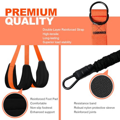 4 Pull Up Assistance Bands, 65-260lbs with Feet Rest | for Pull Up Bar with Fabric Feet/Knee Rest for Body Strength Training, Home Gym Fitness