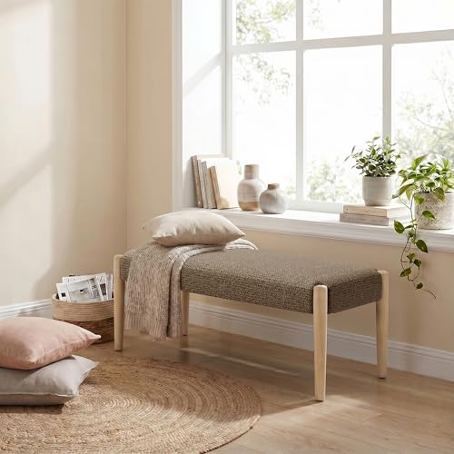 Usaint 42" End of Bed Bench with Wood Legs, Dark Brown with Oak Leg - color: Dark Brown With Oak Leg