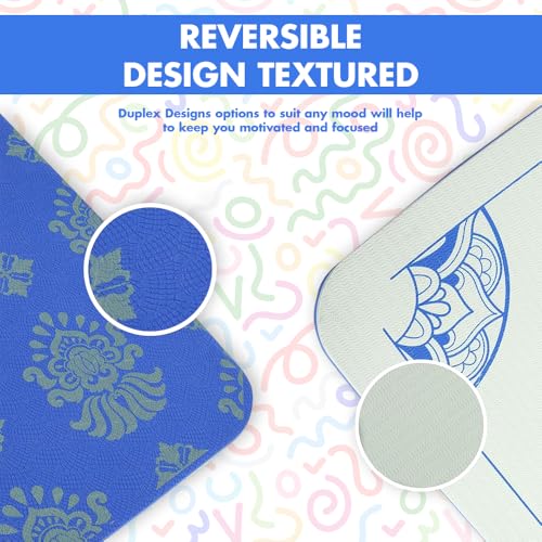 HOME ARCHIVE Premium Yoga Mat 6mm Print Reversible Extra Thick and Large Non Slip Exercise & Fitness Mat for All Types of Yoga Pilates & Floor Workouts (78" x 24" x 6mm Thick) - color: Blue