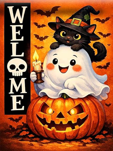 igoodom Halloween Diamond Art Kits for Adults, Cute Halloween Wall Decor | Diamond Painting Kit - Sparkling Full Drill Design Perfect for Home Decor, Holiday Gifting, And Relaxing Crafting 12x16inch - color: MZ3056, size: 11.8x15.7in(30x40cm)