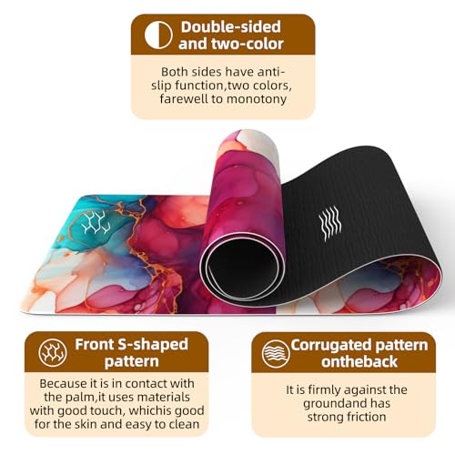 FOLAI Extra Thick Yoga Mat 6mm - color: abstract red