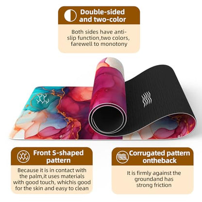 FOLAI Extra Thick Yoga Mat 6mm - color: abstract red