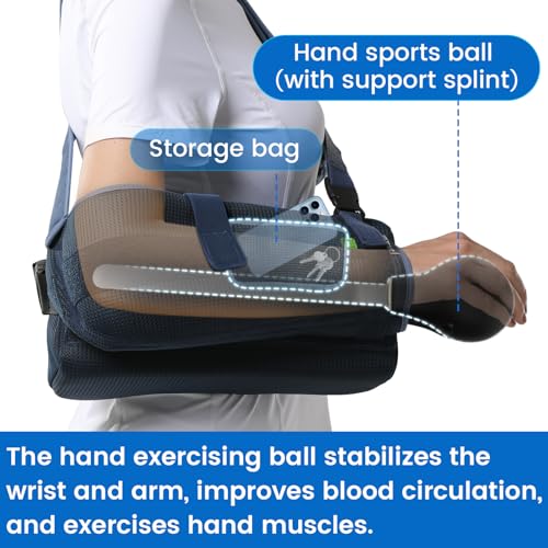 Velpeau Shoulder Abduction Sling with Two Removable Pillows, Shoulder Immobilizer Strap for Sleeping, Rotator Cuff Surgery, Medical Sling for Women & Men, Fits Left & Right Arm (L, Bust ﹥41″) - size: Large
