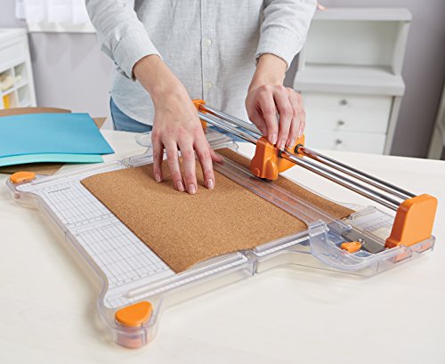 Fiskars ProCision Folding Rotary Bypass Paper Cutter, 12" Cut Length | Cuts Thick Materials, Self-Sharpening Paper Trimmer for Photos, Crafting & Scrapbooking, Arts and Crafts Supplies