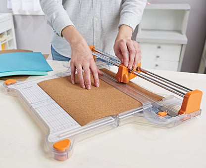 Fiskars ProCision Folding Rotary Bypass Paper Cutter, 12" Cut Length | Cuts Thick Materials, Self-Sharpening Paper Trimmer for Photos, Crafting & Scrapbooking, Arts and Crafts Supplies